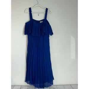 ASOS Maternity Blue Pleated Sleeveless Dress with Ruffles